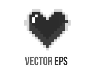 Isolated 8 bits pixel art love black heart flat icon