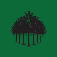 silhouette of a tree vector art illustration.