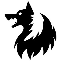 Angry Wolf Solid Illustration