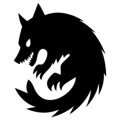 Angry Wolf Solid Illustration