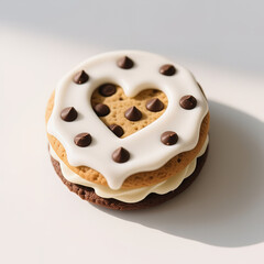 chocolate chip cookies with cream inside.created with the help of artificial intelligence.