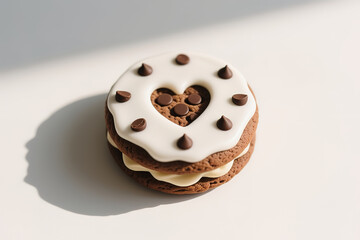 chocolate chip cookies with cream inside.created with the help of artificial intelligence.