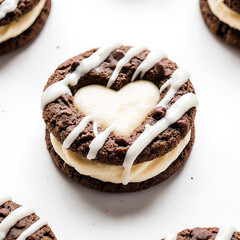 chocolate chip cookies with cream inside.created with the help of artificial intelligence.