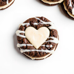 chocolate chip cookies with cream inside.created with the help of artificial intelligence.