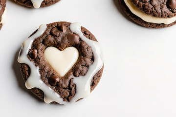 chocolate chip cookies with cream inside.created with the help of artificial intelligence.