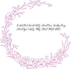 Orchid Christmas wreath, Wedding Monogram SVG, Hand Drawn Orchid Frame, Botanical Monogram, Wedding logo design, Wreath, Clipart, Digi stamp, 	