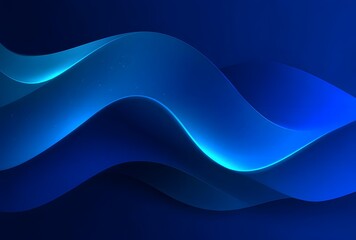 Blue abstract wave background with smooth flowing light curves

