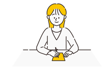 書き物をしている女性