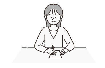 書き物をしている女性