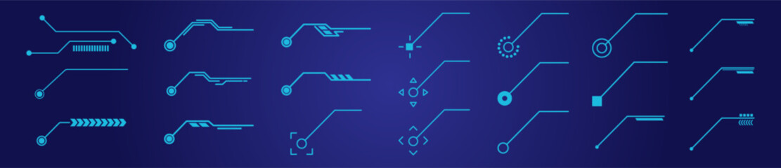 Futuristic HUD line elements. Digital technology and sci-fi interface connectors © Alex