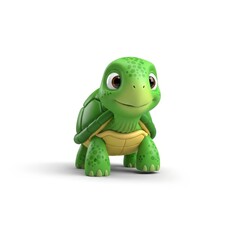 Fototapeta premium Cute Cartoon Turtle Character Smiling, Bright Green with Shell, Playful Expression, Adorable Design