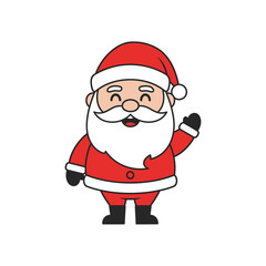 A cute cartoon illustration of Santa Claus waving hello with a big smile.