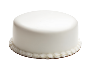 Plain white fondant cake on transparent background