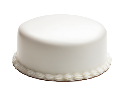 Plain white fondant cake on transparent background