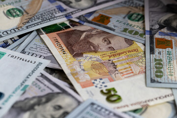 Mix of Bulgarian Leva and United States Dollar Banknotes – Bulgaria and USA