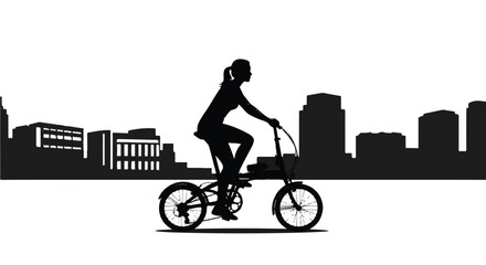 Fototapeta premium Silhouette of a cyclist riding a bike through the city Whisk_991a3551fe3bc6982f141732f4d898dadr_vector