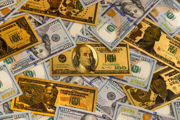 Real and Golden Money Financial Contrast Background
