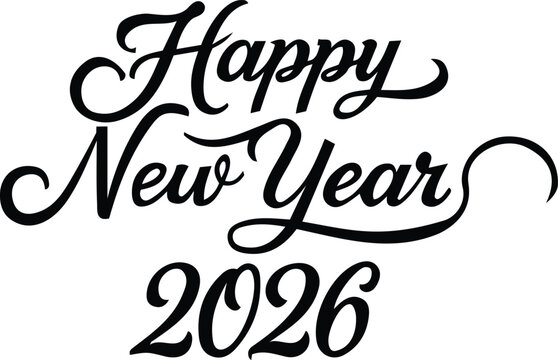 happy new year 2026 vector art illustration