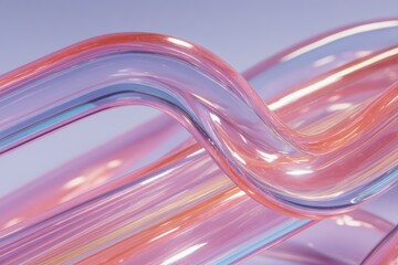 Abstract swirling iridescent tubes with pink and blue highlights