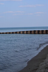 A breakwater on the typical shore.