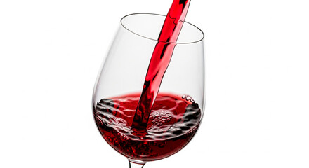Close-up of Red Wine Being Poured into an Elegant Glass Against a White Background