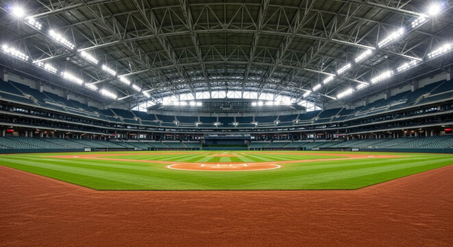 Baseball Stadium Field Center Infield Arena Indoor Sport Ground Architecture View Game