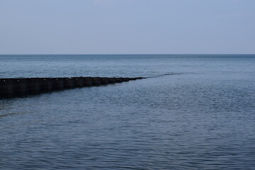 A breakwater on the typical shore.