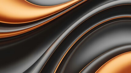 Abstract flowing waves of metallic copper and dark gray creating a luxurious and modern background texture