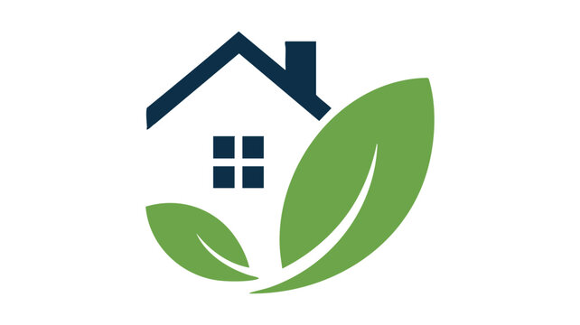 Eco-friendly house and leaf logo