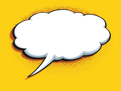 White speech bubble popping from yellow background