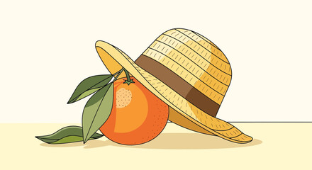 Summer Still Life: Orange and Straw Hat, A Relaxing Afternoon Perspective