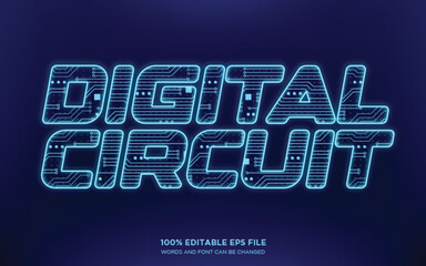 Digital Circuit Network 3D editable text style effect	
