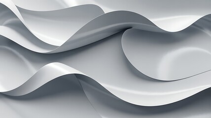 Abstract flowing white and grey waves creating a textured organic and modern background design