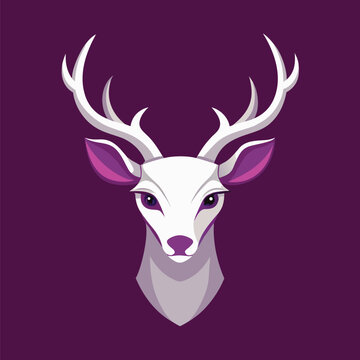 Cartoon wild deer or reindeer head vector illustration with antlers and horns silhouette
