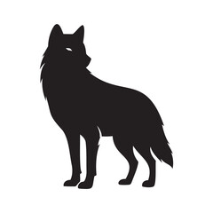 Majestic wolf silhouette stands alert, embodying wilderness spirit and natural power for striking designs.