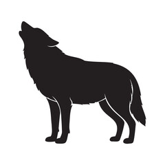 Striking silhouette of a howling wolf, original vector graphic, evocative of wilderness and nature's call