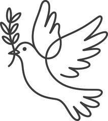 Naklejka premium Dove peace bird flying olive branch symbol freedom hope vector illustration art