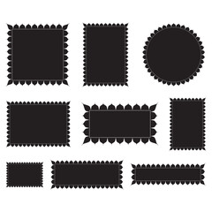 Collection of decorative black frames and borders in various shapes displayed