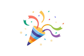 curved ribbon confetti popper icon small triangular ribbons