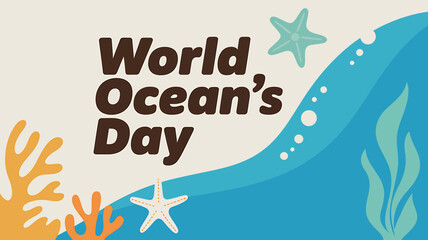 Celebrating World Oceans Day with Underwater Illustration and Marine Life Elements for Awareness and Conservation Campaign
