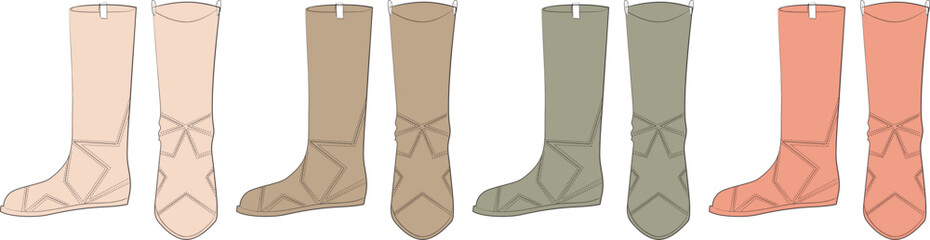 Elegant vector illustrations of ballet pointe shoes, showcasing diverse skin-tone hues and soft pastel colors, symbolizing grace, inclusivity, and the beauty of classical dance