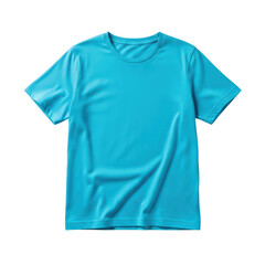 Naklejka premium Blue casual t-shirt with short sleeves and round neck on transparent background