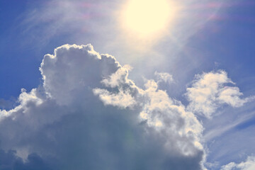 A beautiful sunny bright heaven cloudscape with a clear blue sky and clean clouds
