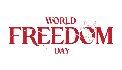 Red World freedom day typography with abstract elements