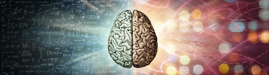 The human brain is a creative background. The right creative hemisphere compared to the left logical hemisphere. 