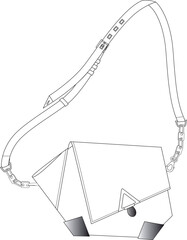 Stylish Sling Bag Illustration Modern Geometric Design with Adjustable Strap