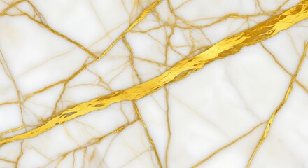 Vector illustration of abstract white marble texture with intricate gold veins, luxurious surface pattern