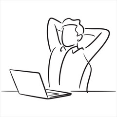 Mindful break from digital tasks, person enjoying a moment of calm and comfort while working remotely with laptop