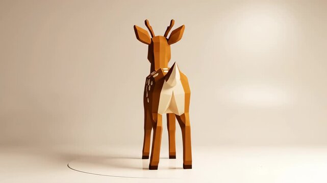 Animated Low Poly Deer Model Showcase: Realistic 3D Render with Smooth Turntable Animation for
