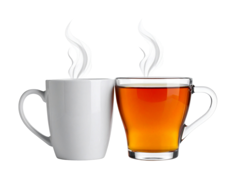 Steaming cup of tea bundle isolated on transparent background